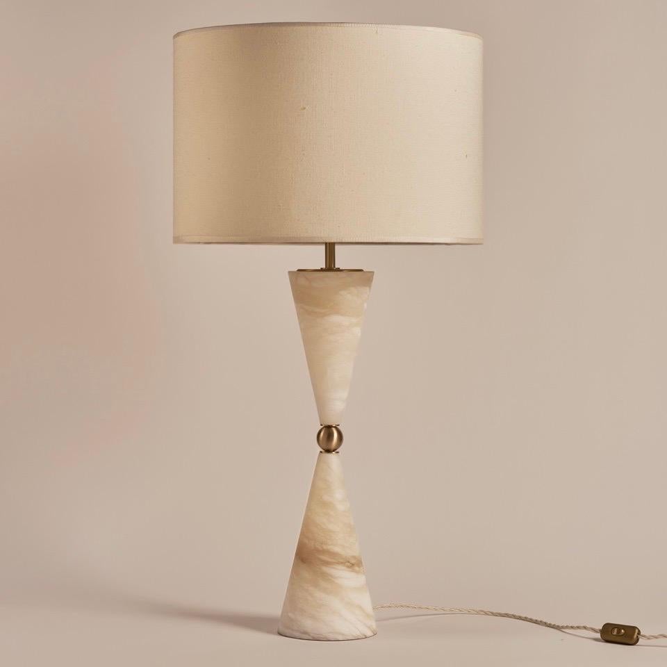 Brushed Elegant Italian Alabaster Table Lamp 