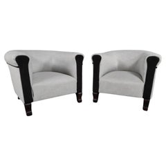 Elegance Italian Art Deco Club Armchairs, Reupholstered - a Pair
