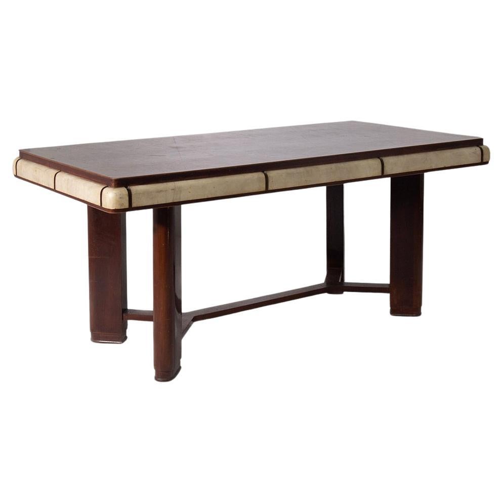 Elegant Italian Art Deco Dining table in wood and parchment