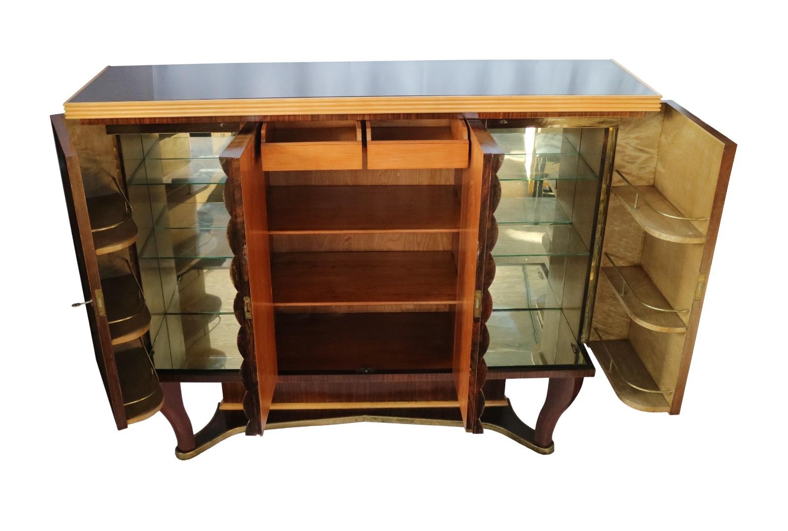 Elegant Italian Art Deco Dry Bar Cabinet by Michele Merighi 1940 In Excellent Condition For Sale In Rome, IT