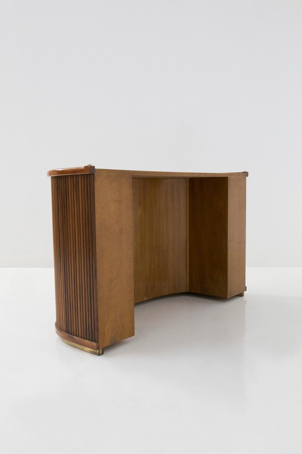 Elegant Italian Bar Console Table by Giorgetti in Wood and Brass 2