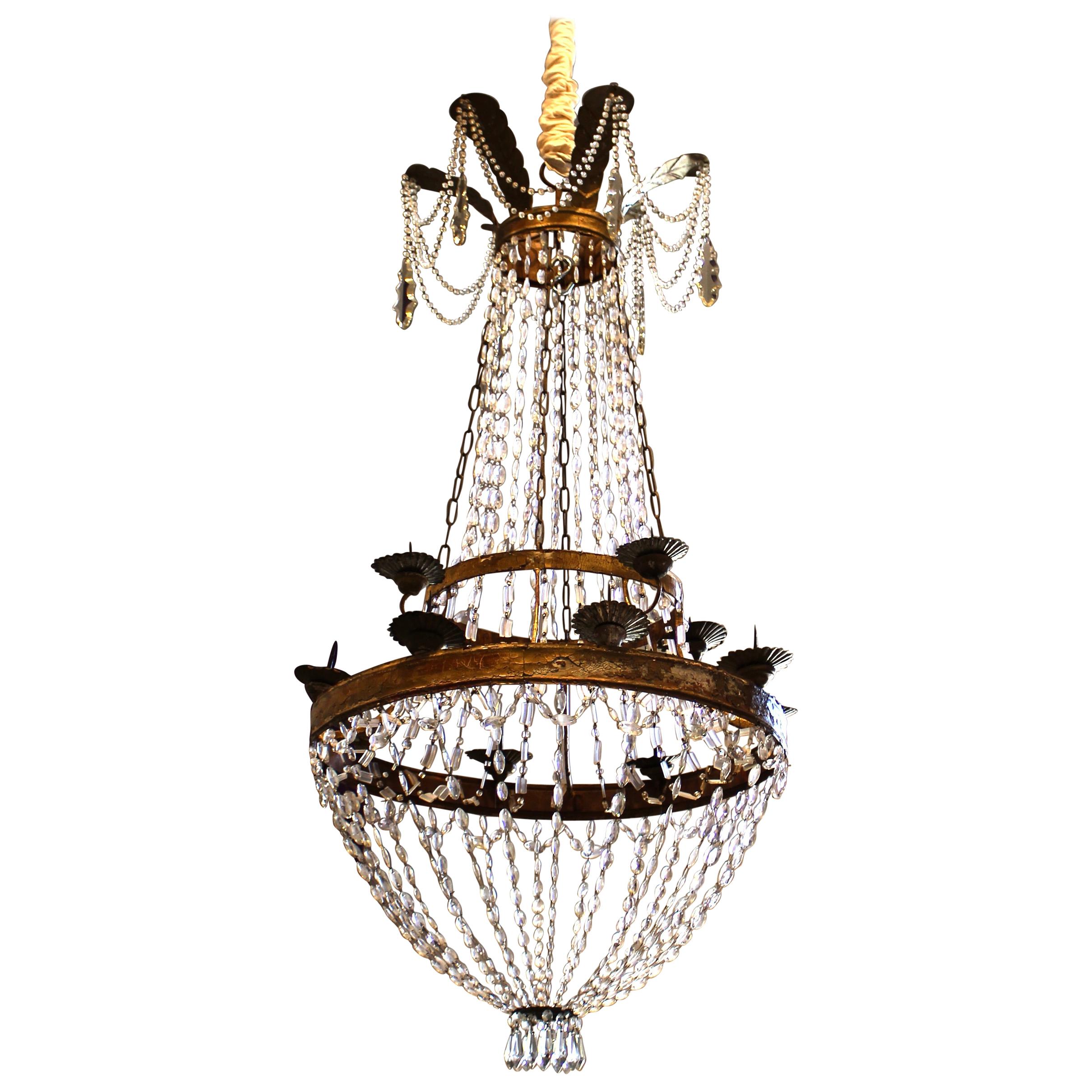 Elegant Italian Beaded Candele Chandelier