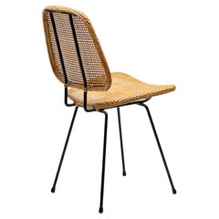 Elegant Italian Black Rod and Cane Side Chair, 1950