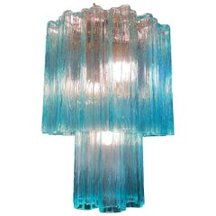 Elegante lampadario blu italiano di Valentina Planta, Murano