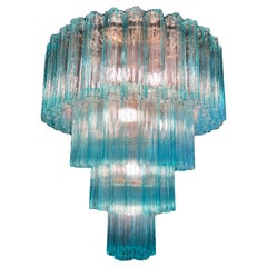 Elegante lampadario blu italiano di Valentina Planta, Murano