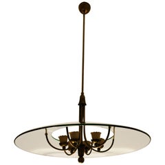 Vintage Elegant Italian Brass and Glass Chandelier, Brusotti, 1950s