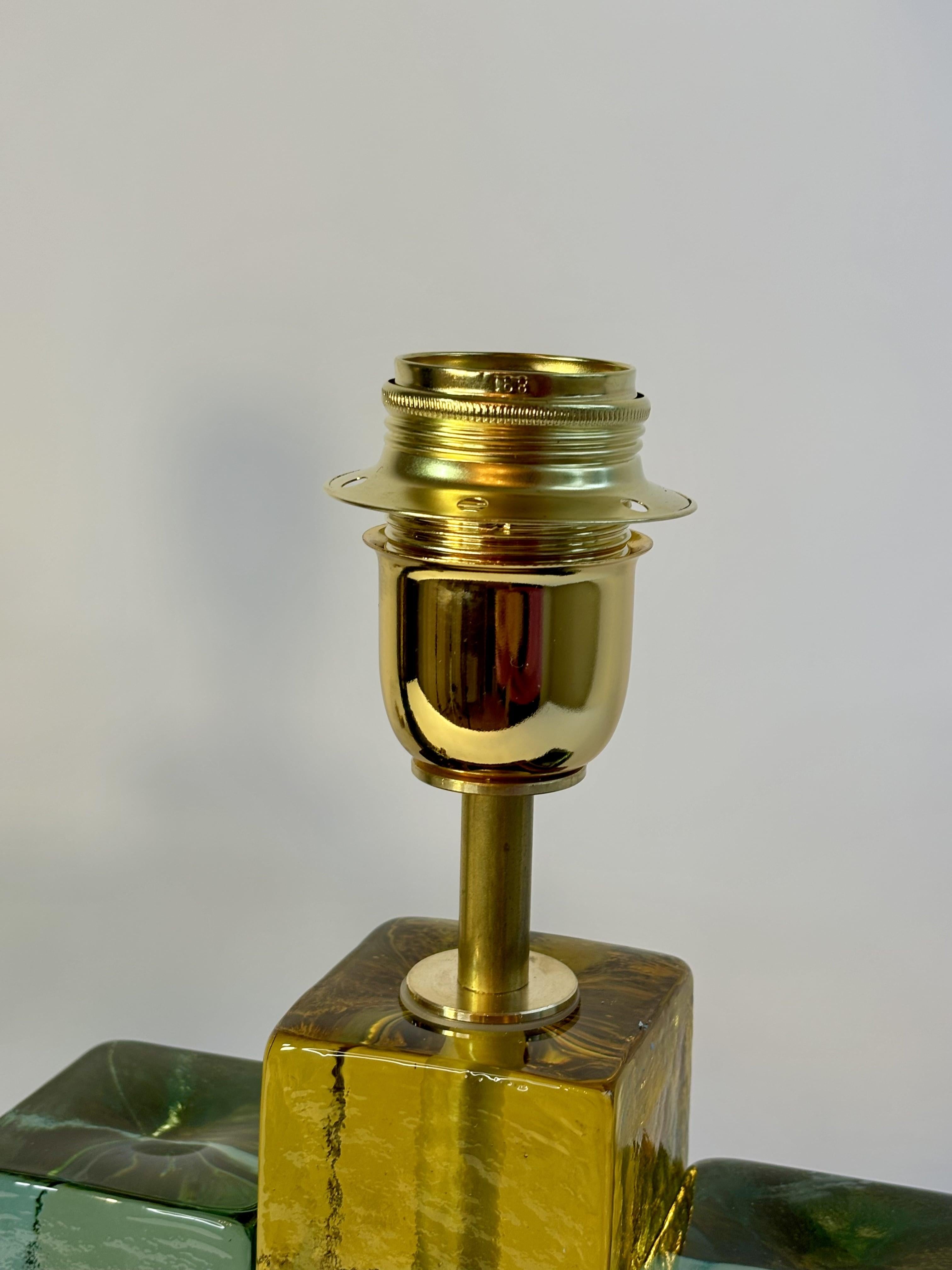 Eleganti lampade a cubo in ottone e vetro di Murano - Design contemporaneo 4