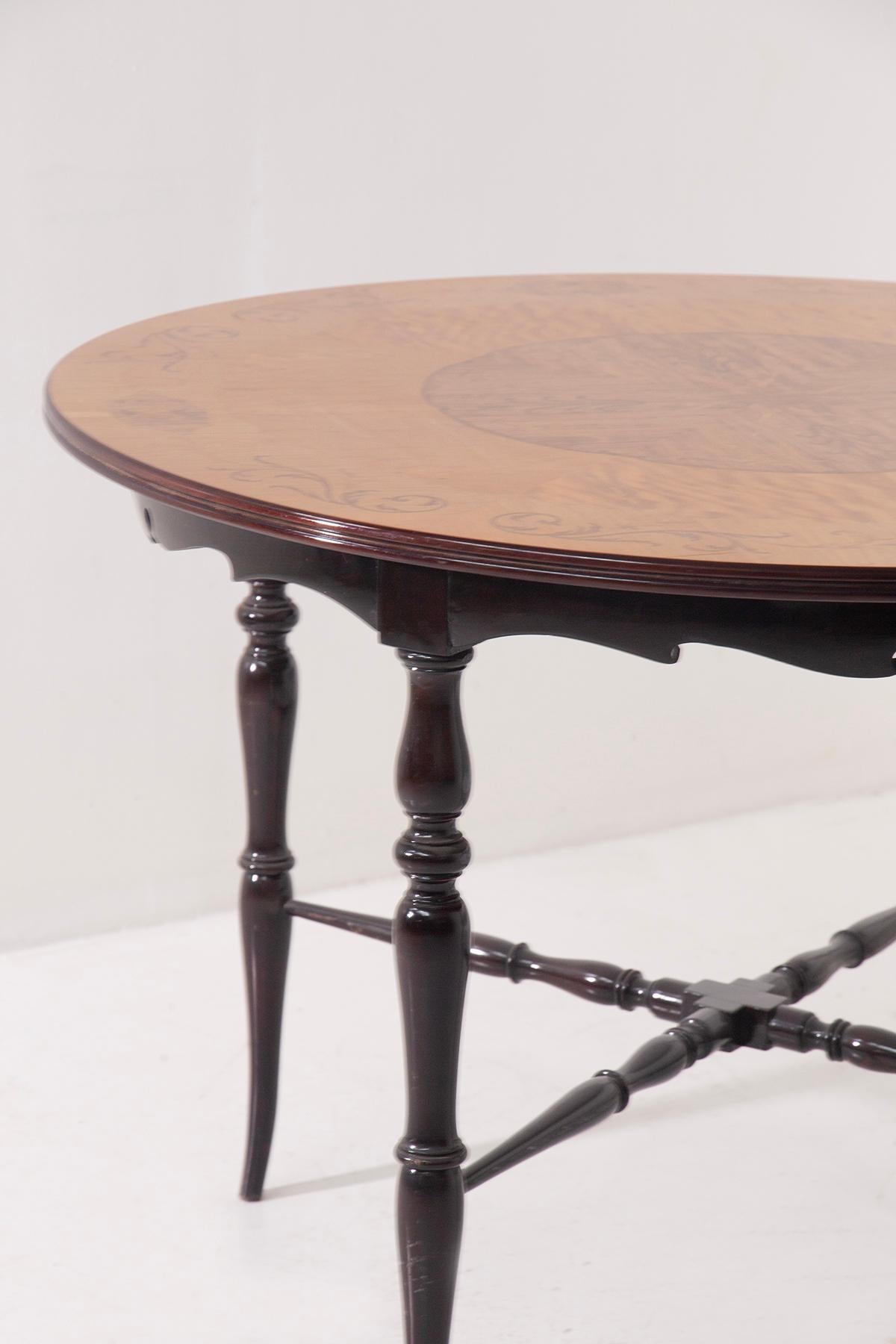 Art Deco Elegant Italian Chiavarino Table with inlaid wood or Grand Foyer For Sale