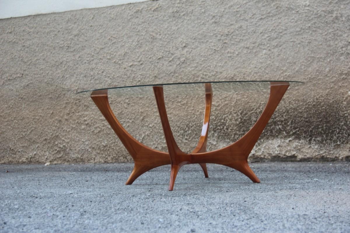 cherry wood and glass coffee table