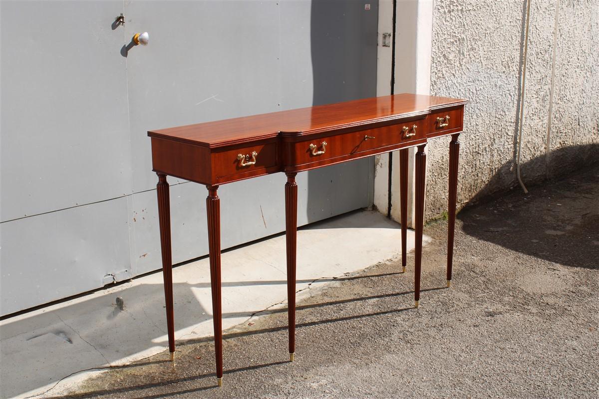 Elegant Italian Console of the Ducrot Manufacture in Mahogany with Three Drawers For Sale 6
