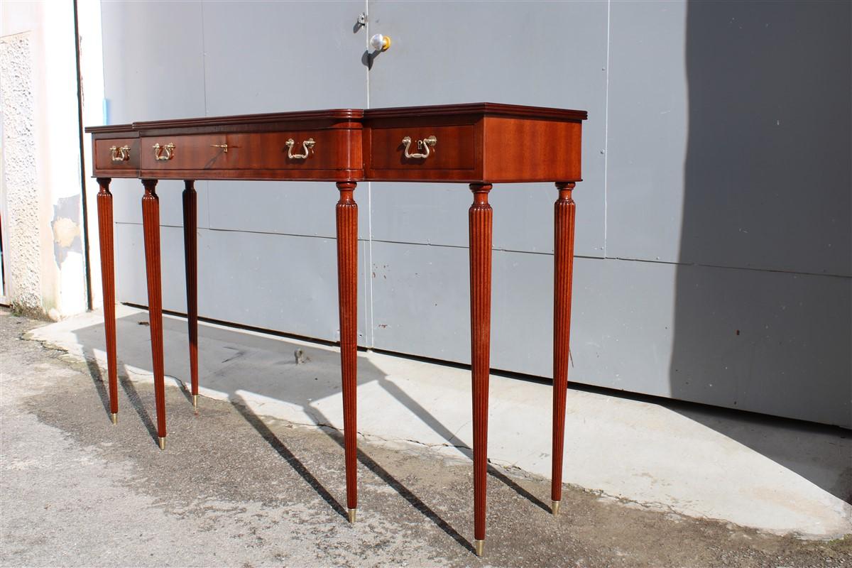 Elegant Italian Console of the Ducrot Manufacture in Mahogany with Three Drawers For Sale 10