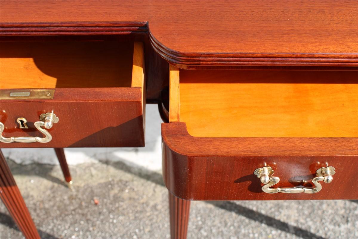 Elegant Italian Console of the Ducrot Manufacture in Mahogany with Three Drawers For Sale 11