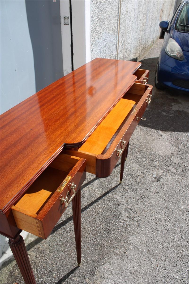 Elegant Italian Console of the Ducrot Manufacture in Mahogany with Three Drawers For Sale 12