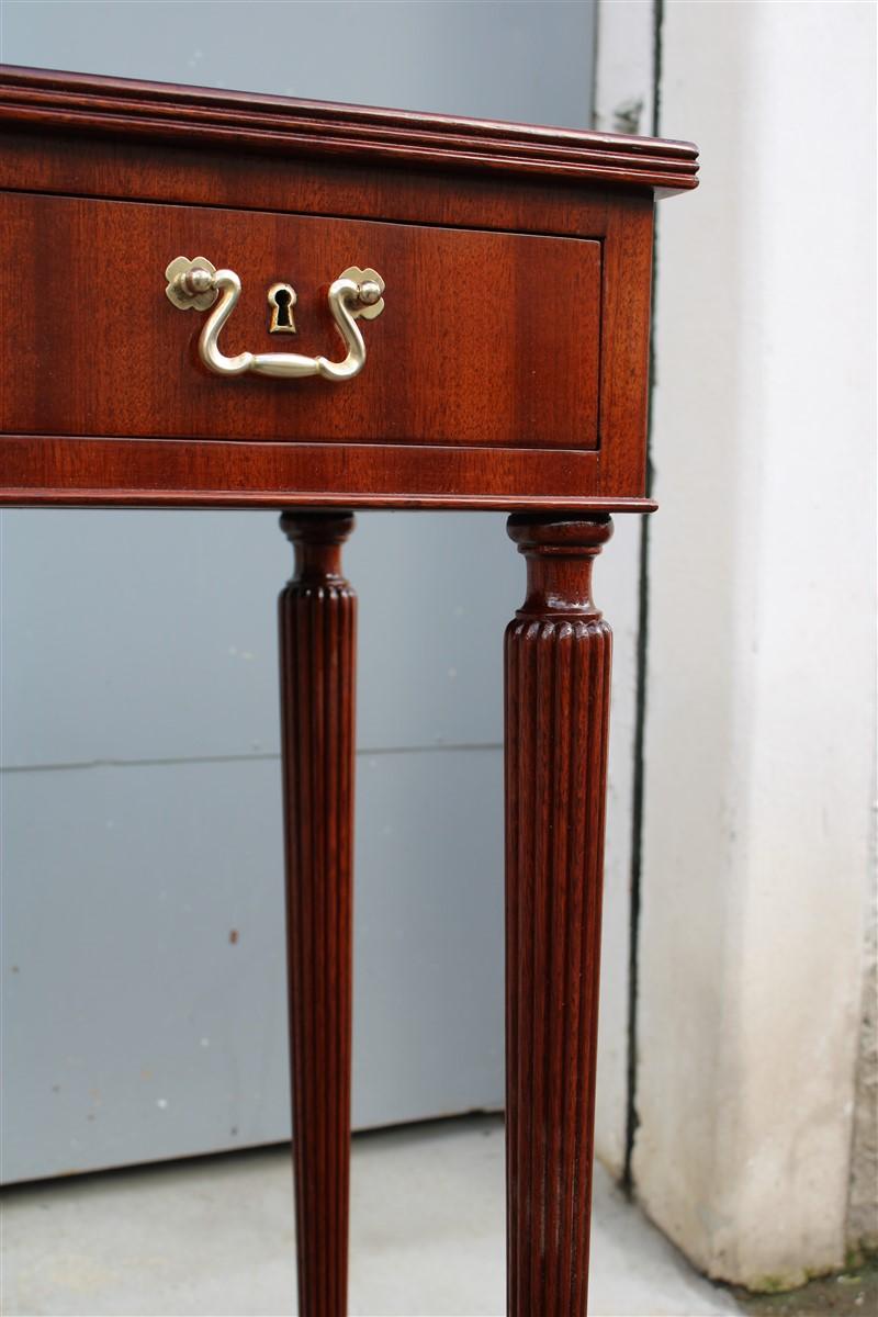 Elegant Italian Console of the Ducrot Manufacture in Mahogany with Three Drawers For Sale 2