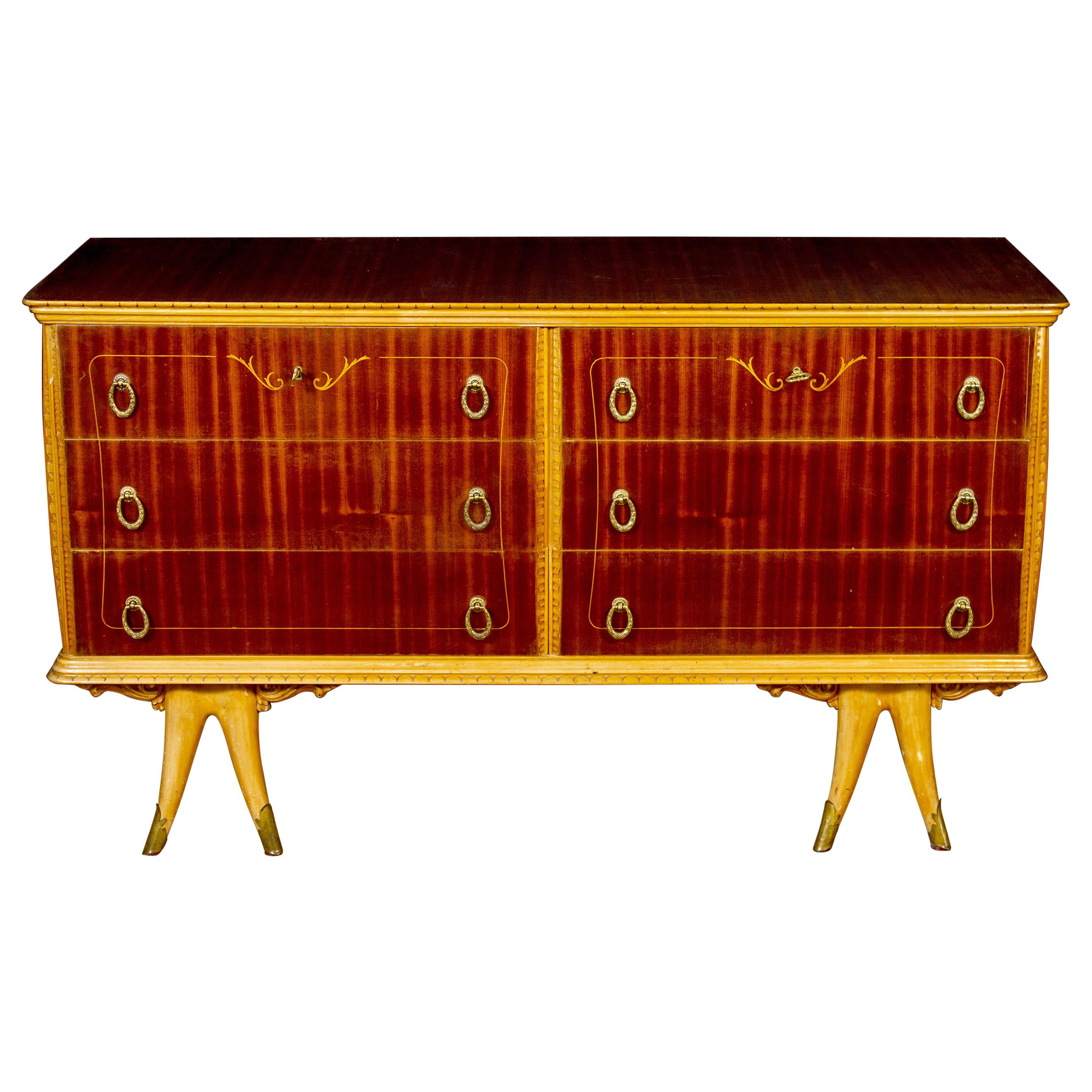 Elegant Italian Design Art Deco Commode 1940 Attributed to Osvaldo Borsani In Good Condition For Sale In Rome, IT