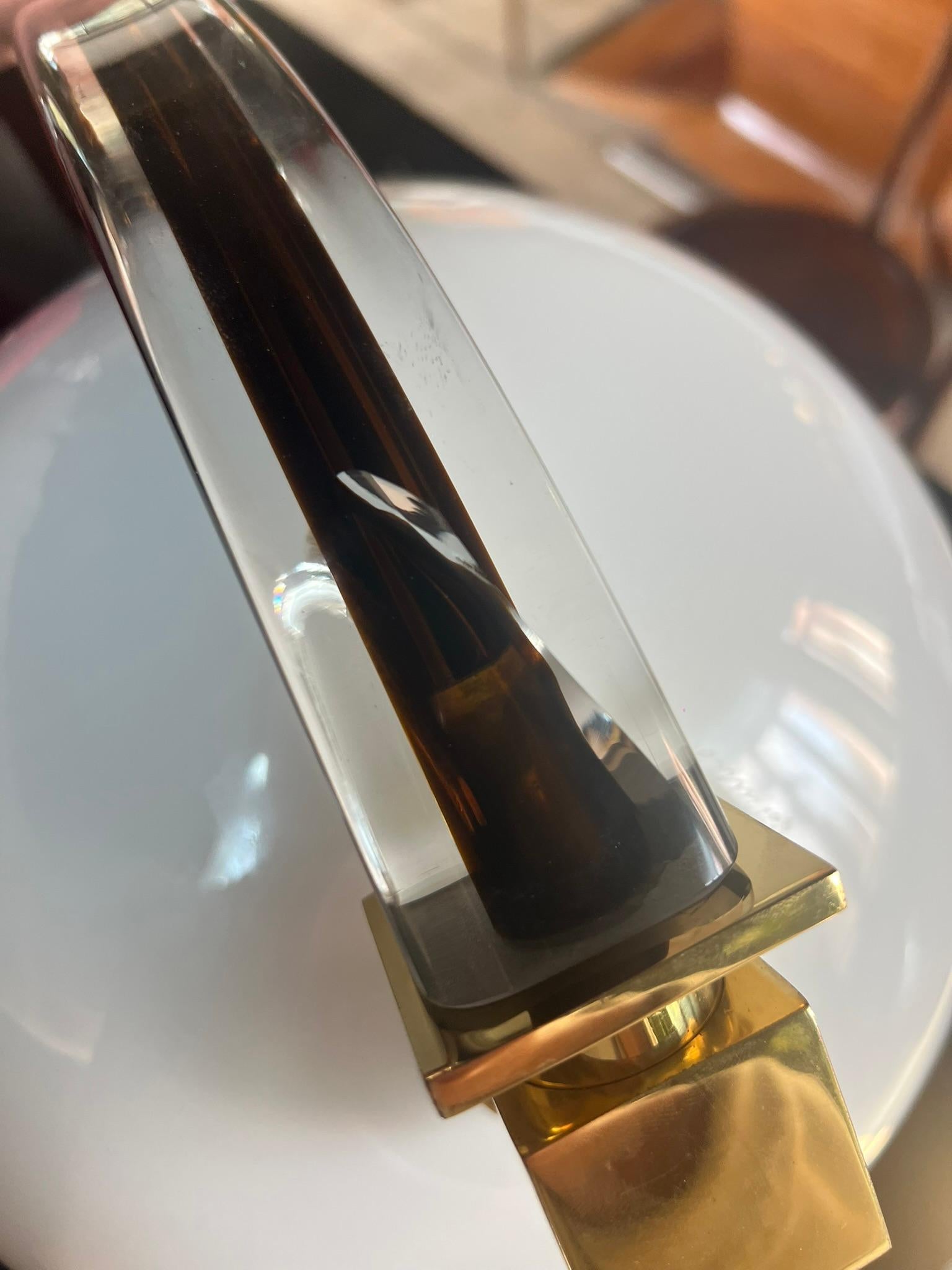 Elegante lámpara de escritorio italiana con su aplique a juego, diseñada por Venini en venta 7