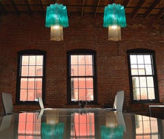 Elegant Italian Emerald and Gold Chandelier by Valentina Planta, Murano