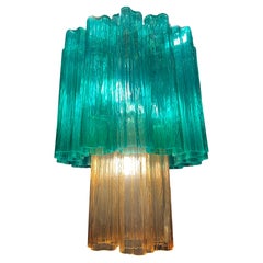 Elegant Italian Emerald and Gold Chandelier by Valentina Planta, Murano