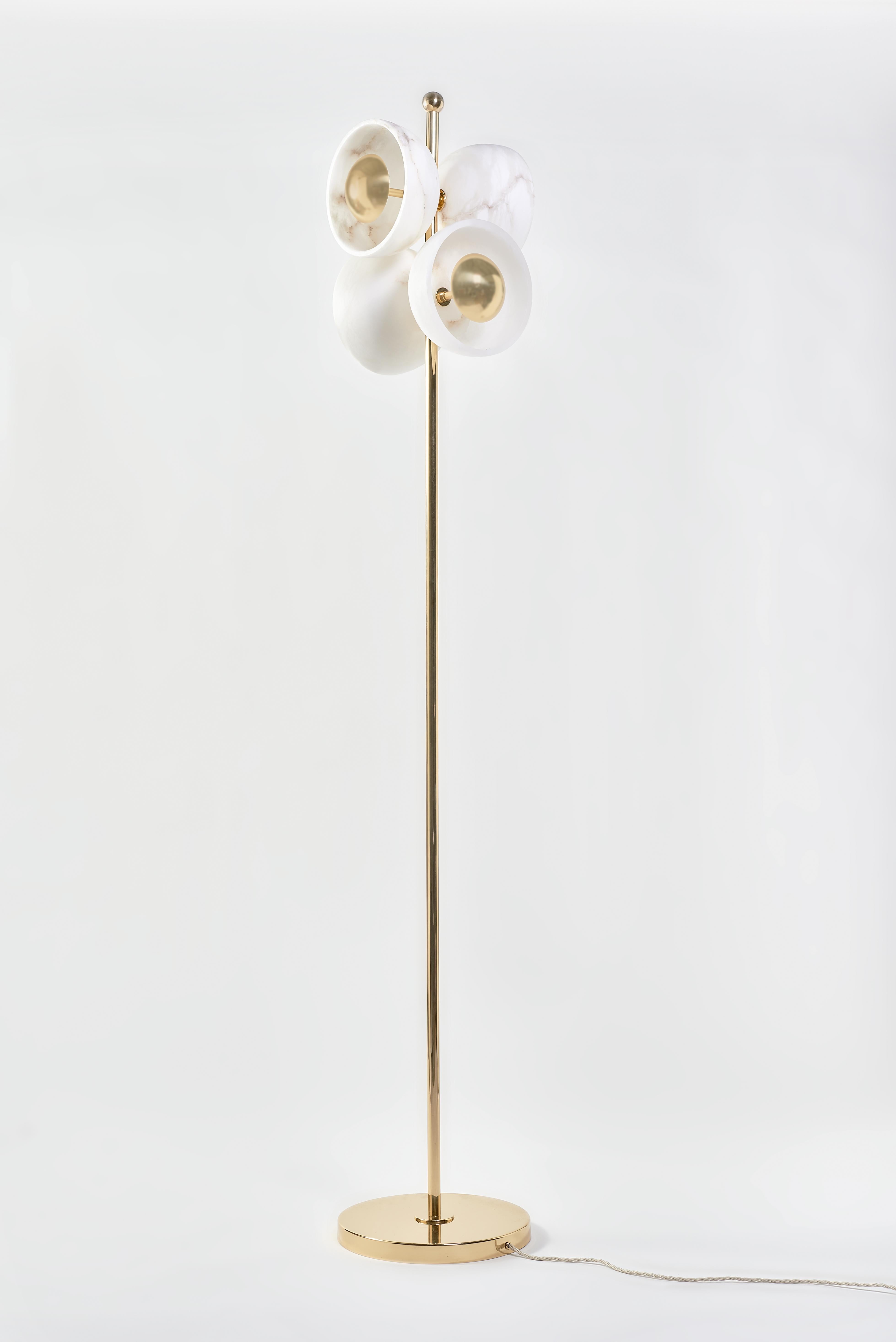 The Butterfly floor lamp is a beautiful and unique piece that can bring a touch of elegance to any contemporary setting.
The use of alabaster cups and polished brass covers in the butterfly floor lamp creates a unique and sophisticated design that