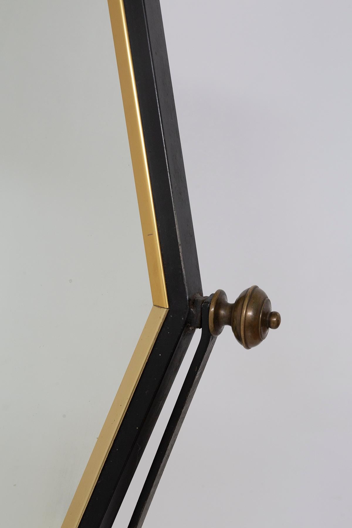 Elegant Italian floor mirror in brass and iron 1