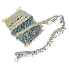 Elegant Italian Fringe with Blue Beads, Machine Made, Unique Design