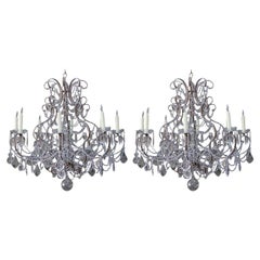 Elegant Italian Gilt Metal and Crystal Chandelier/ One available