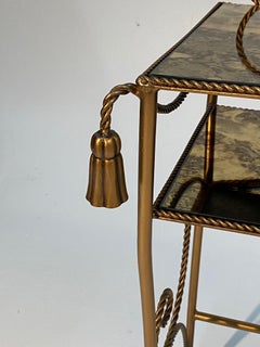 Elegant Italian Giltmetal Two-Tier Console Bar with Tassels