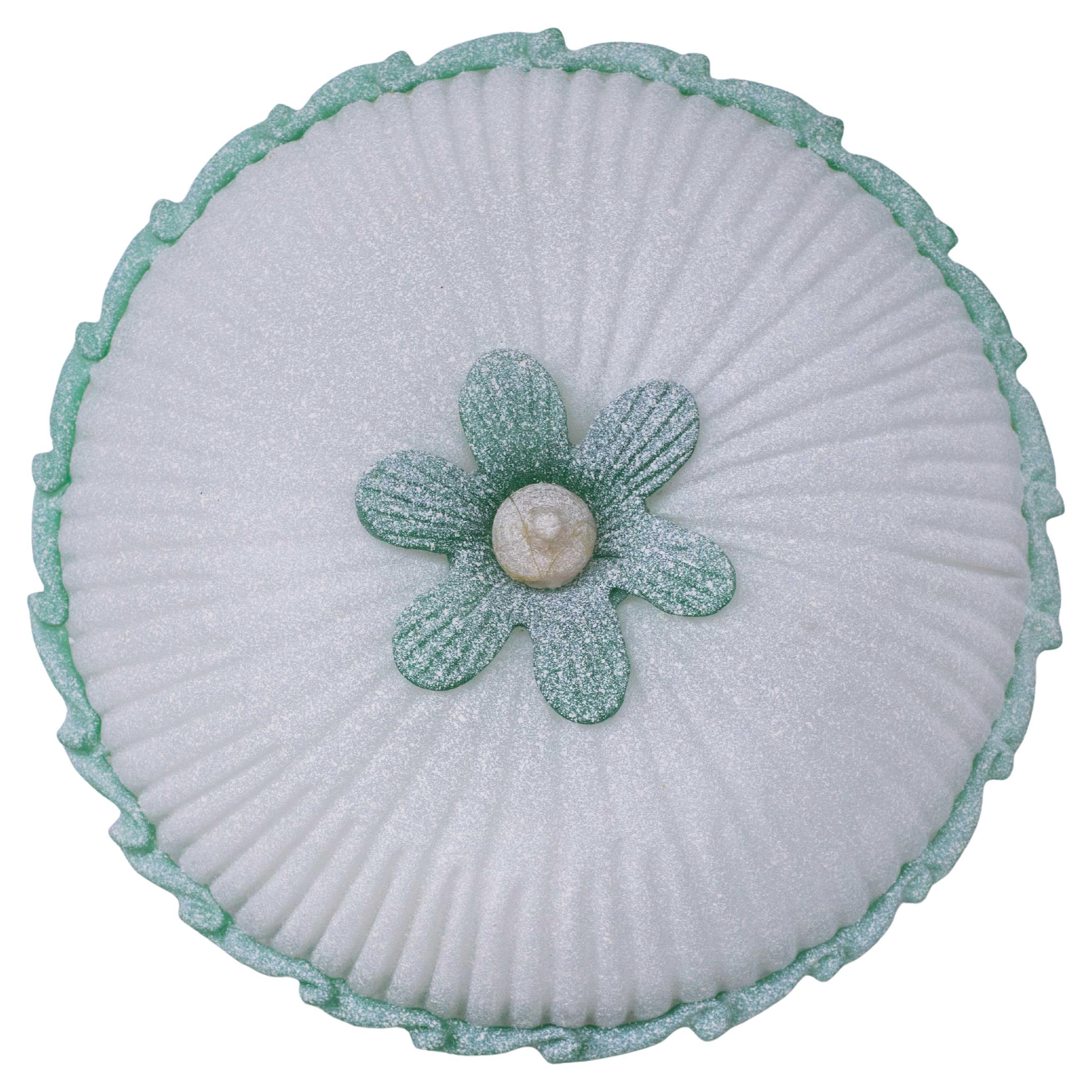 Elegant Italian Green and Murano Glass Ceiling Flower