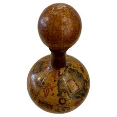 Elegant Italian Hand Made Leather Wrapped Antique World Map Liquor Decanter