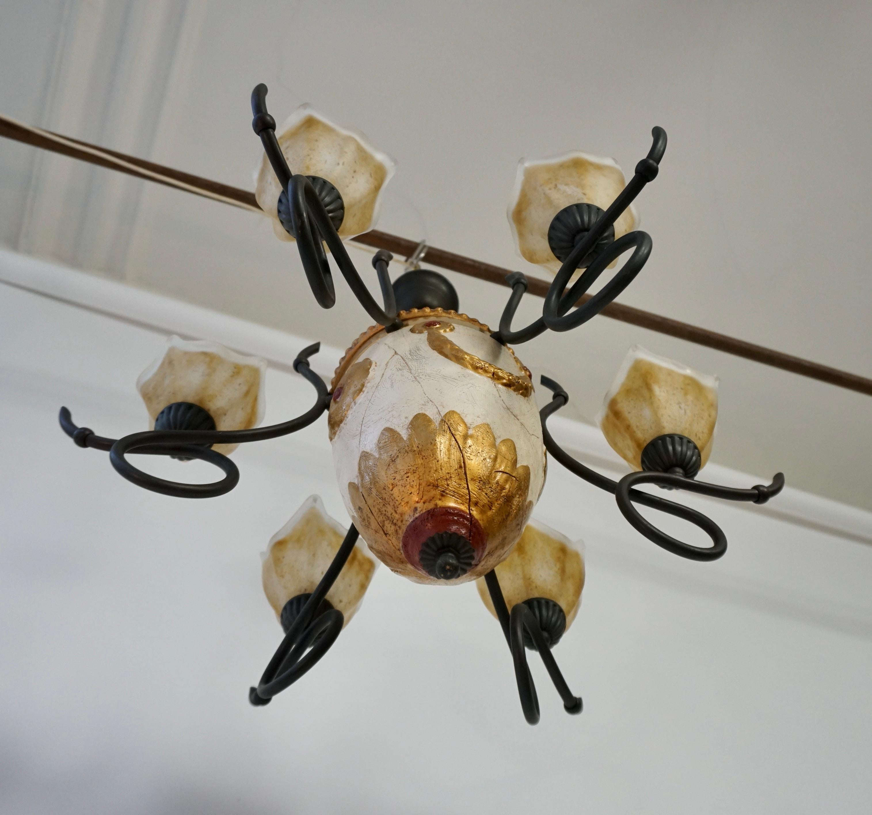 Metal Elegant Italian Hollywood Regency Chandelier For Sale