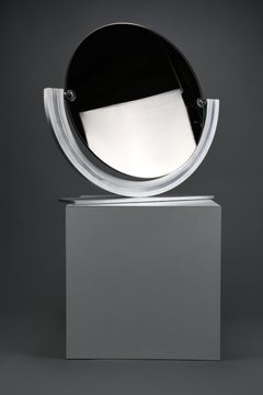 Gaetano Missaglia adjustable vanity mirror, Italy, 1970s – Brushed Aluminum, Cle