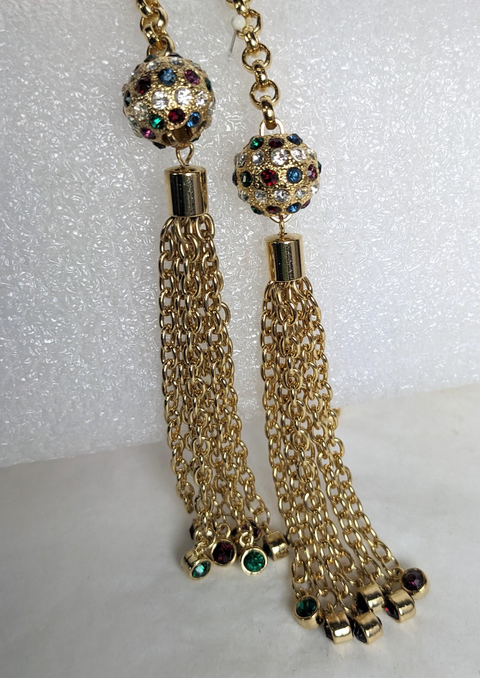 Elegant Italian Jeweled Tassel Lariat In Excellent Condition For Sale In New York, NY