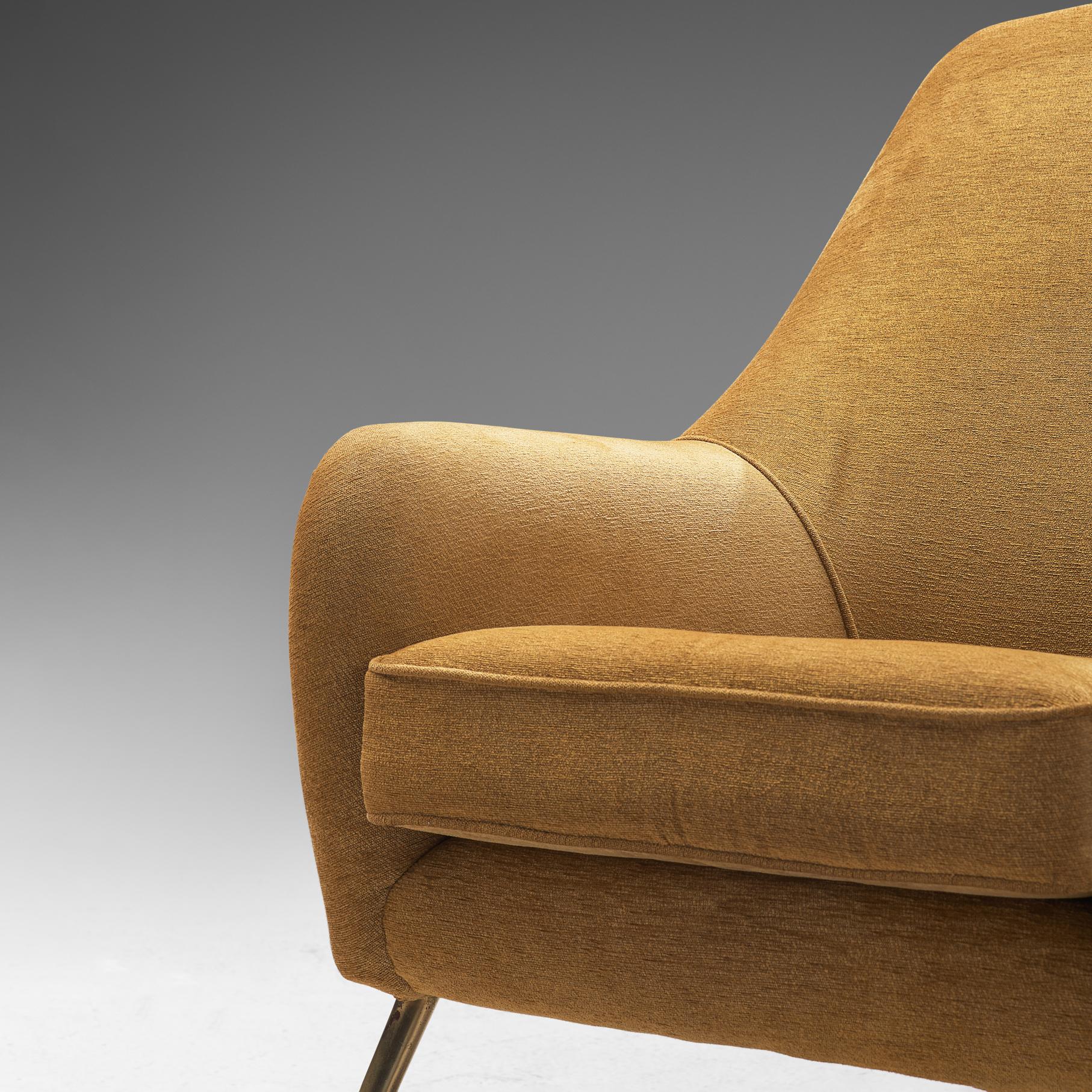 Metallo Eleganti sedie da salotto italiane con tappezzeria giallo ocra e ottone