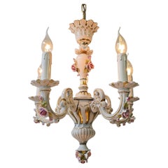 Eleganter italienischer Mangani-Porzellan-Kronleuchter - 5 Lichter, 1970er Jahre