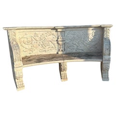 Elegant Italian Marble Bench – Exquisite Hand-Carved Masterpiece