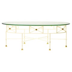 Elegant Italian Mid-Century Modern Oval Coffee Table — Glass, Steel and Brass