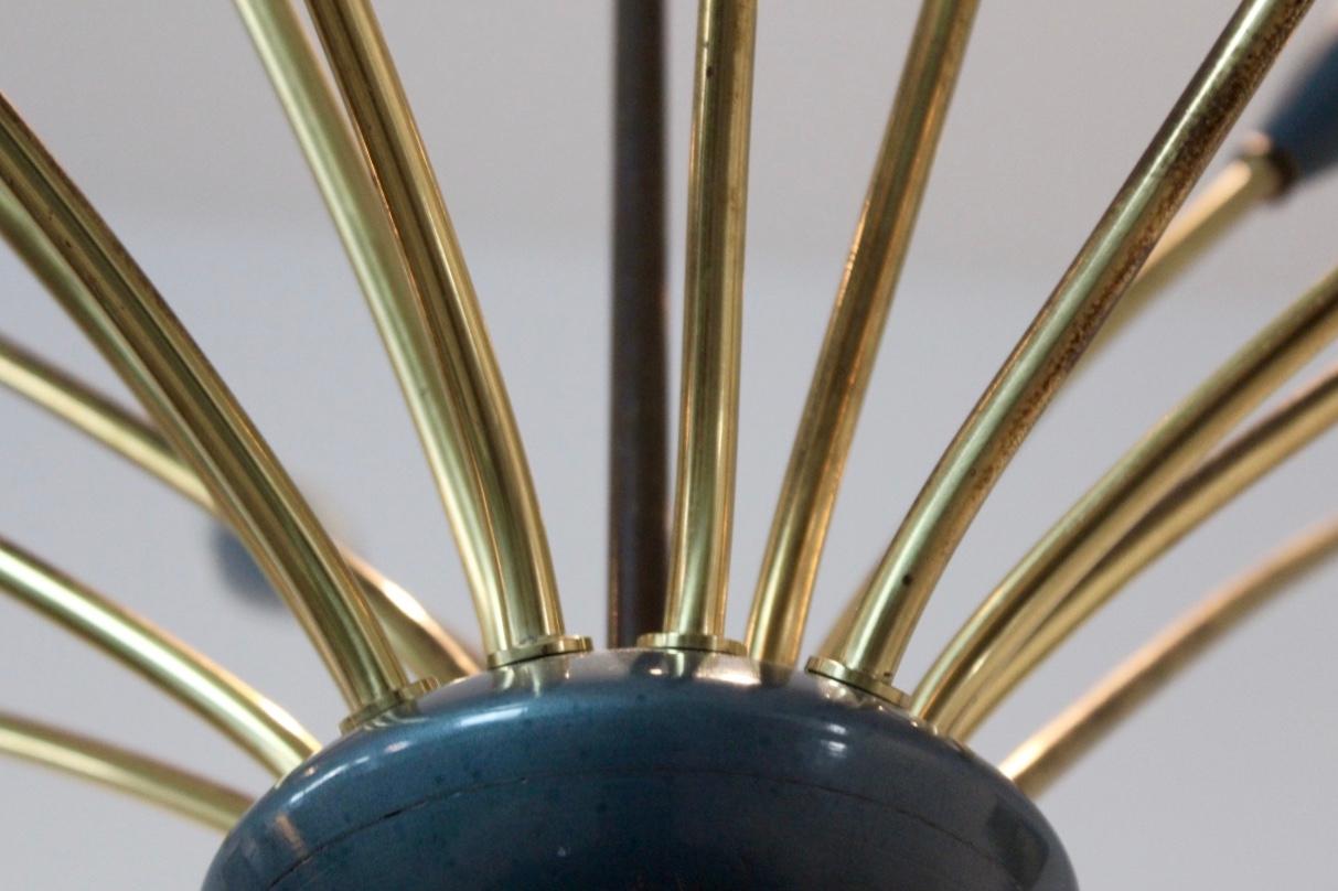 Elegant Italian Mid-Century Modern Sputnik Brass Chandelier Sixteen-Arm 3