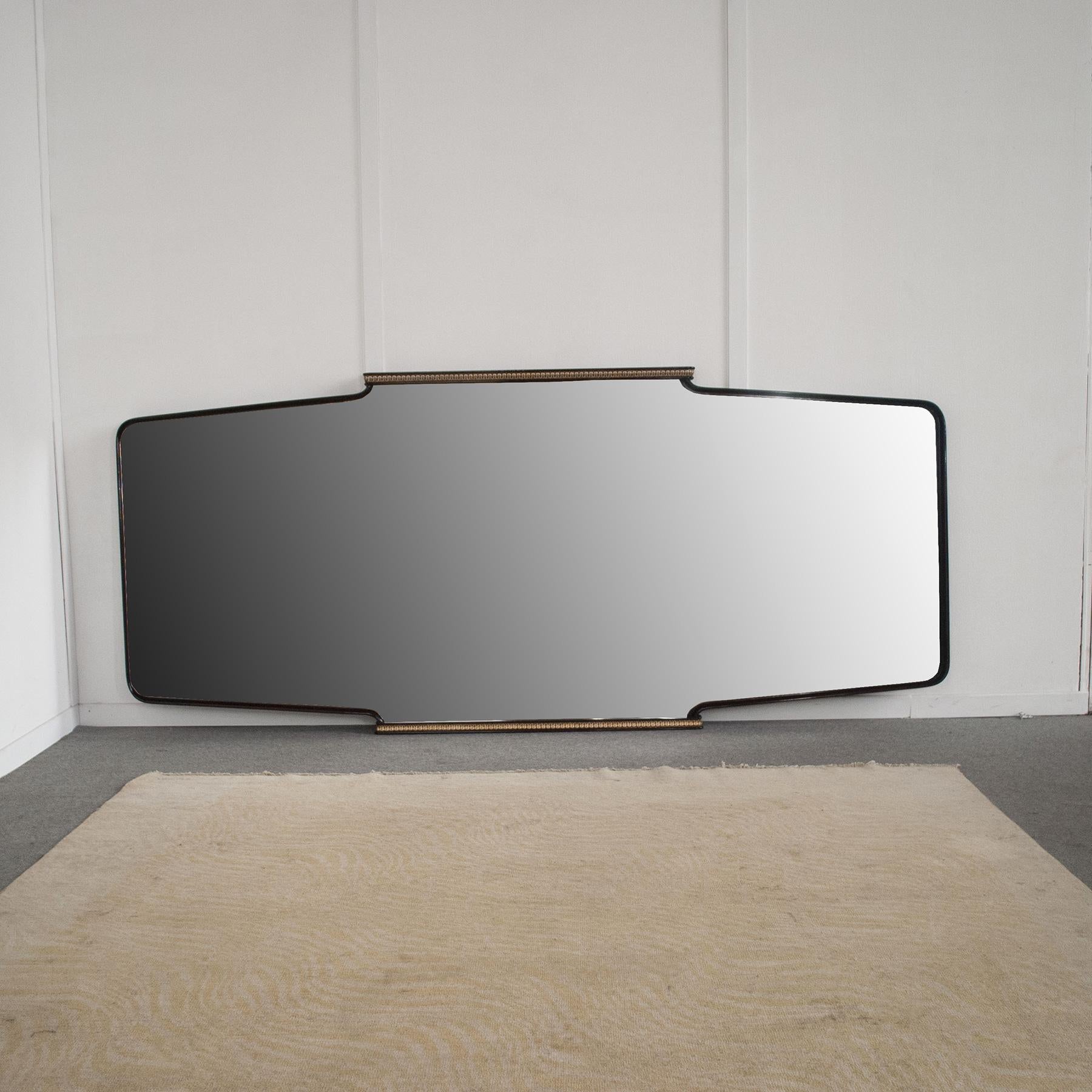 Rectangular shape mirror walnut wood frame 1960s Dassi production.