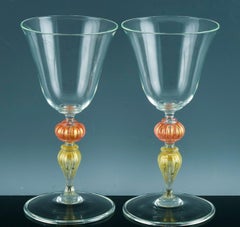 Elegant Italian Murano Art Glass Wine Glasses-Set of Twelve