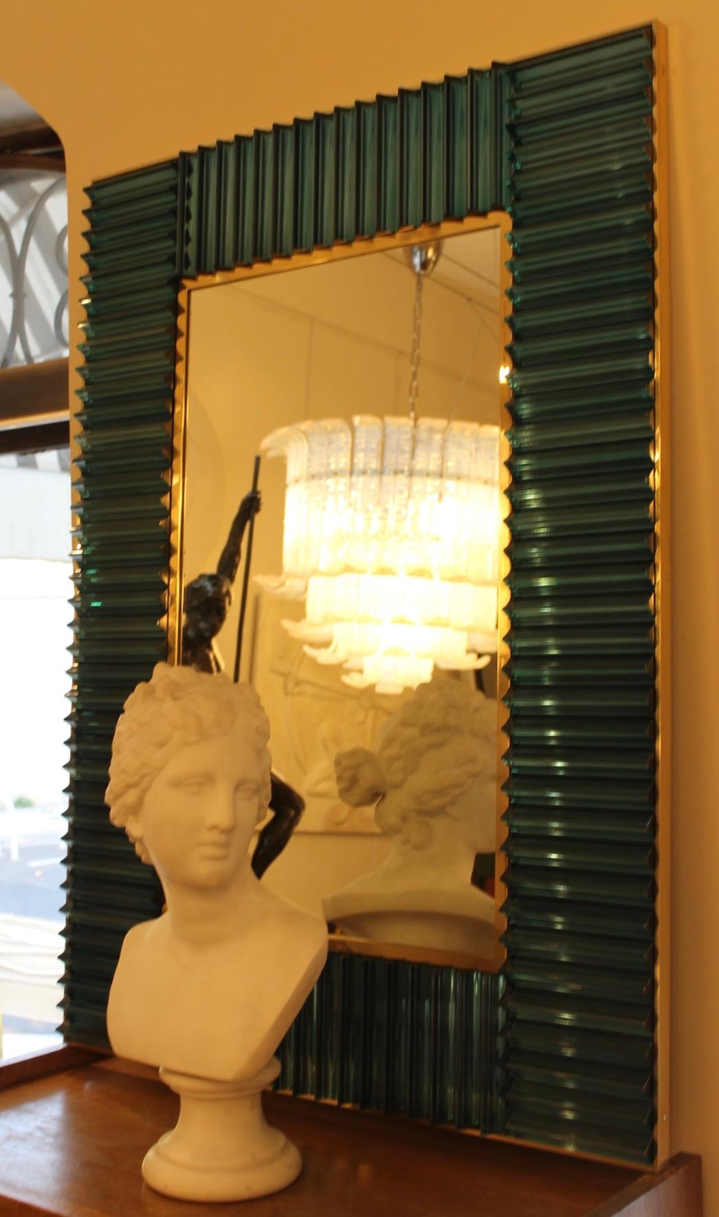 Aesthetic Movement Elegant Italian Murano Mirror, and Stick For Sale