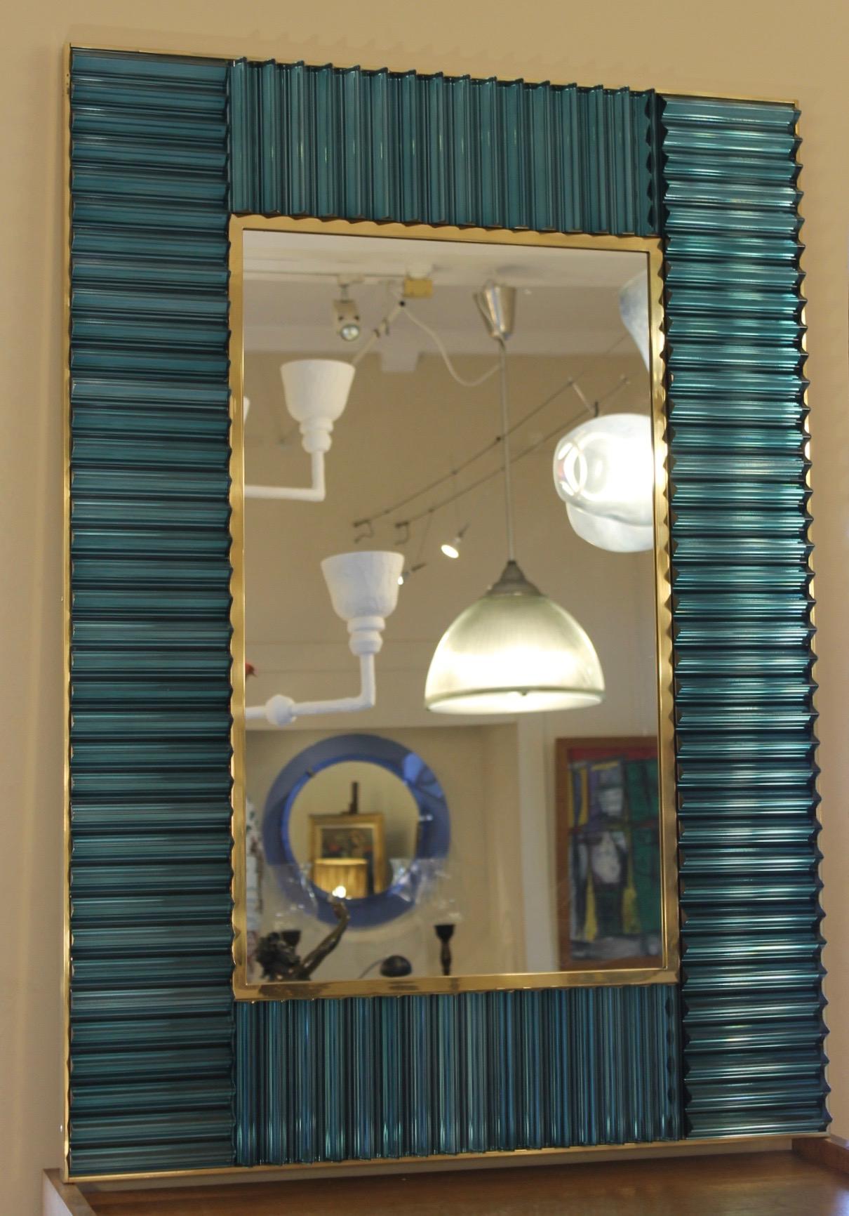 Contemporary Elegant Italian Murano Mirror, and Stick For Sale