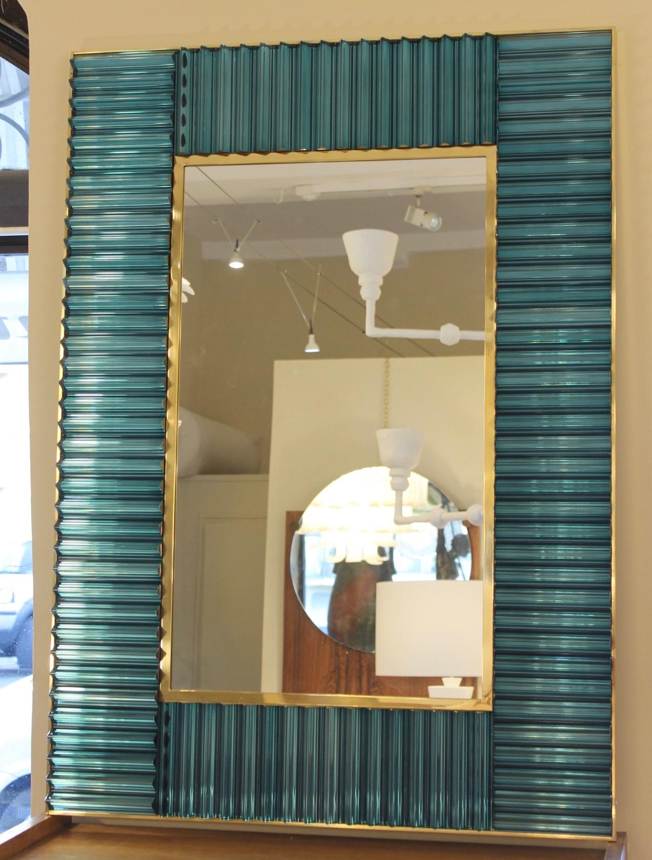 Art Glass Elegant Italian Murano Mirror, and Stick For Sale