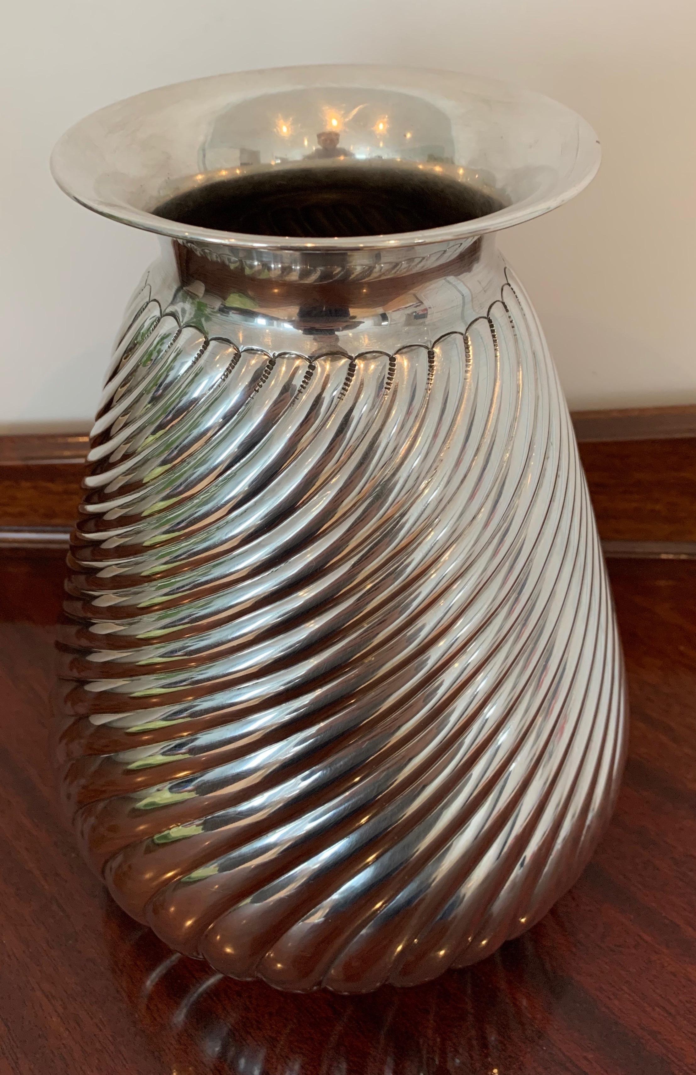 Hammered Elegant Italian Silver Vase, circa 1950s