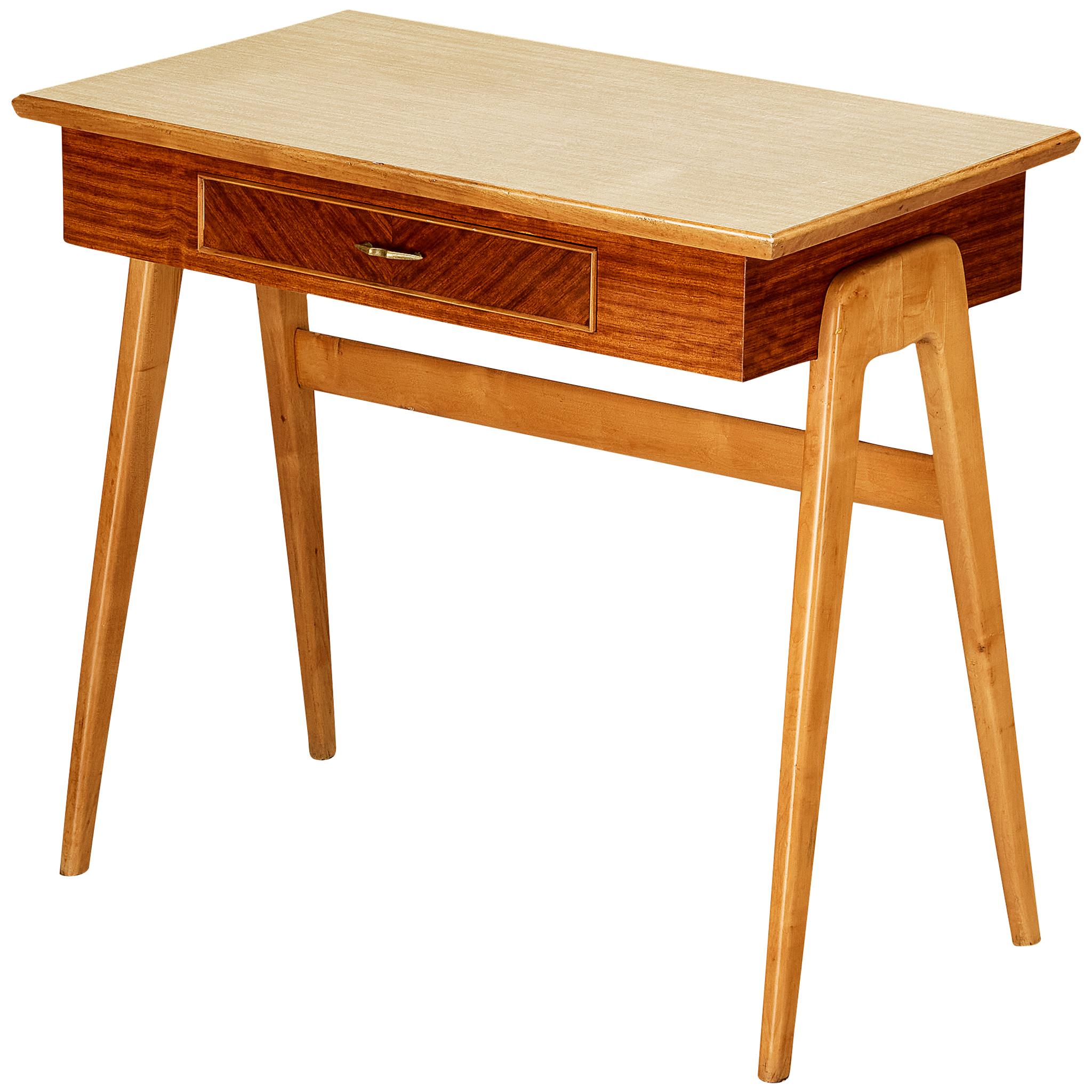 Elegant Italian Small Desk in Cherry and Mahogany