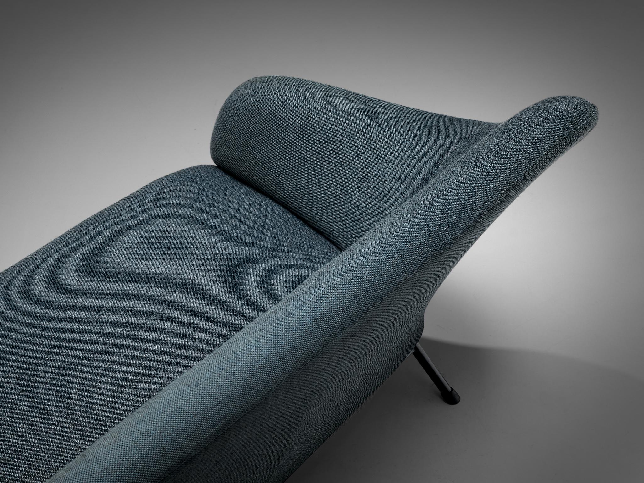 Elegant Italian Sofa in Blue Upholstery and Metal 2