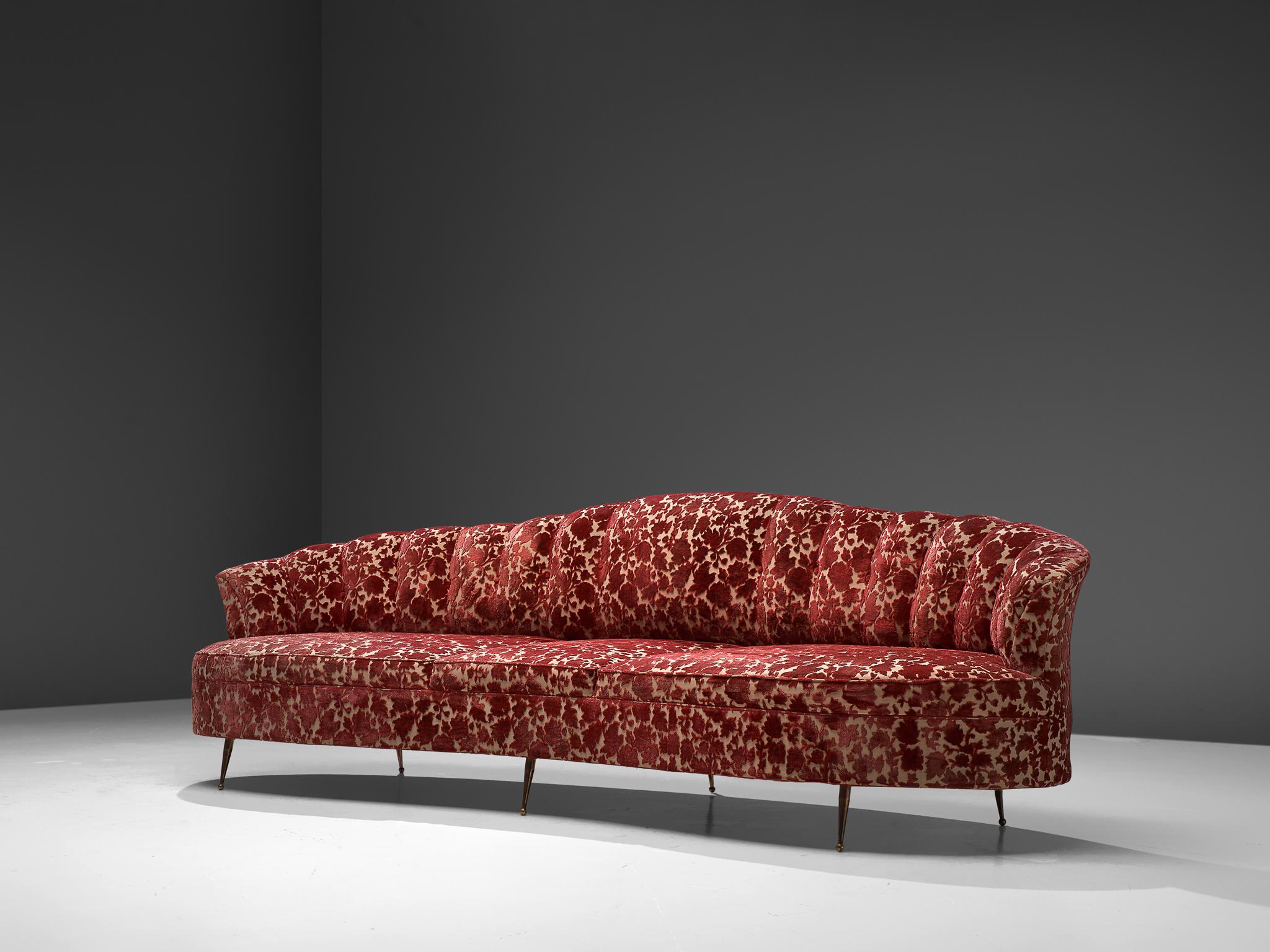 red floral sofa