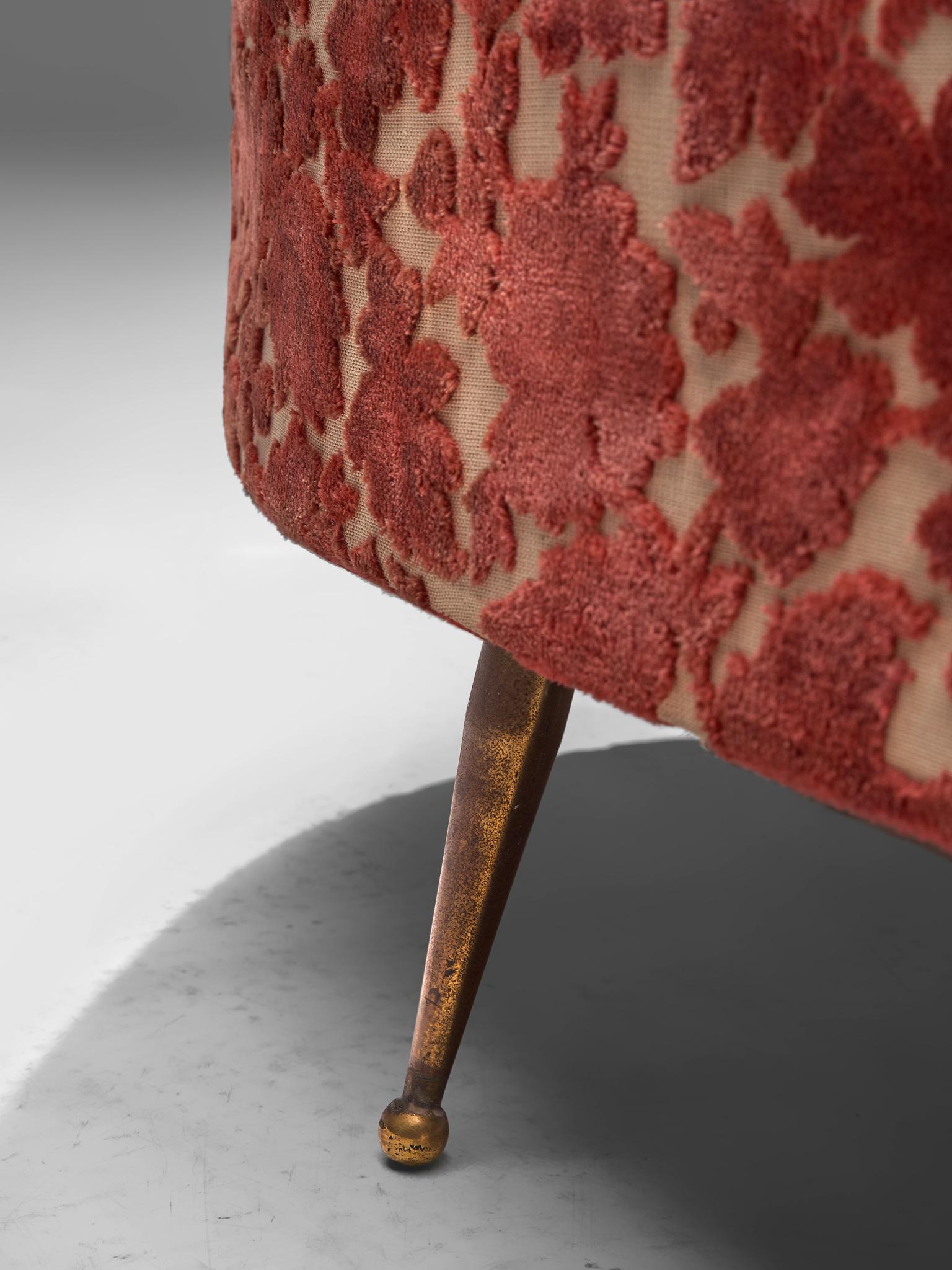 Elegant Italian Sofa in Red Floral Upholstery 1