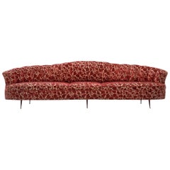 Elegant Italian Sofa in Red Floral Upholstery