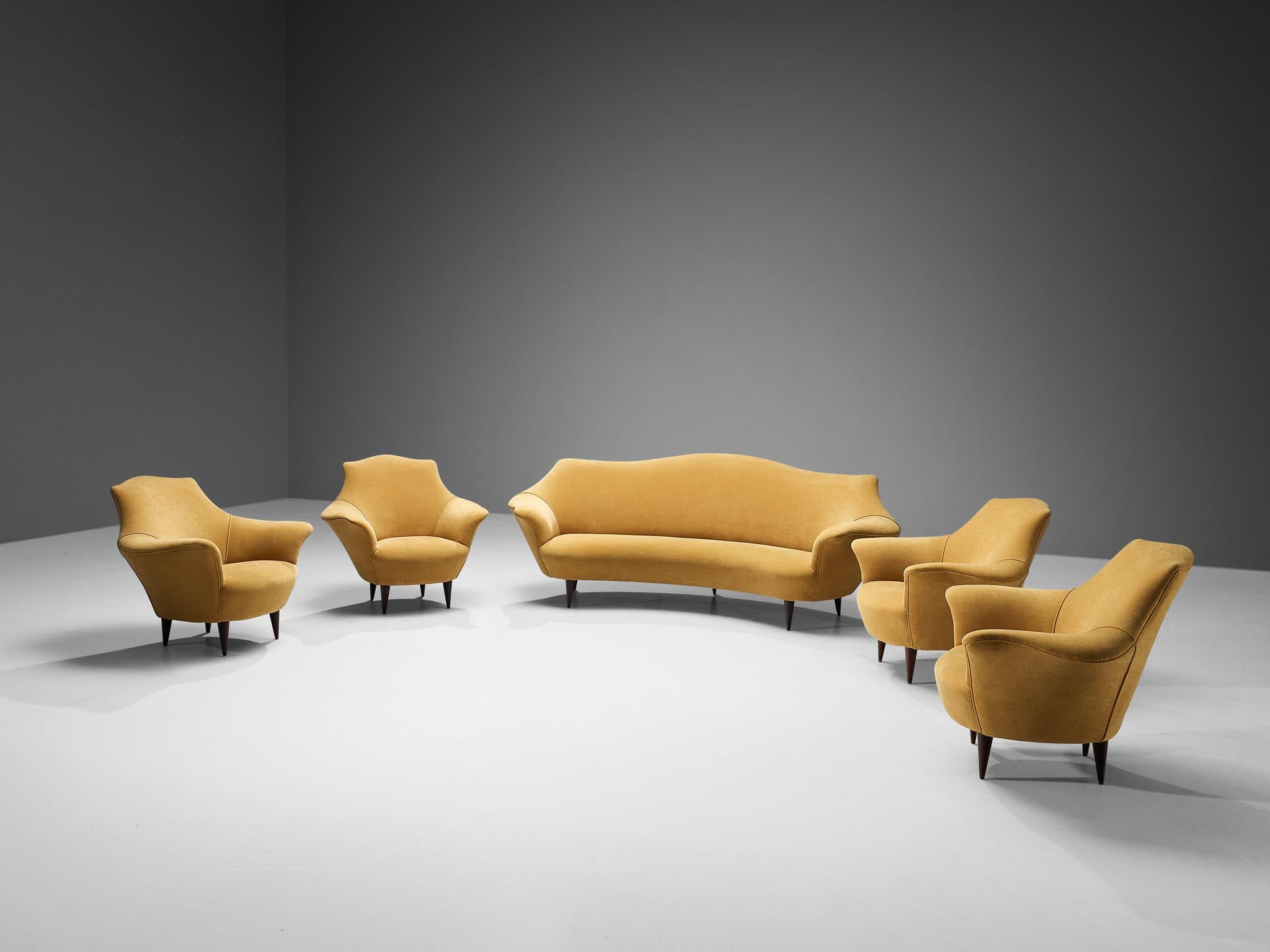 Elegant Italian Sofa in Yellow Velvet and Ash 8