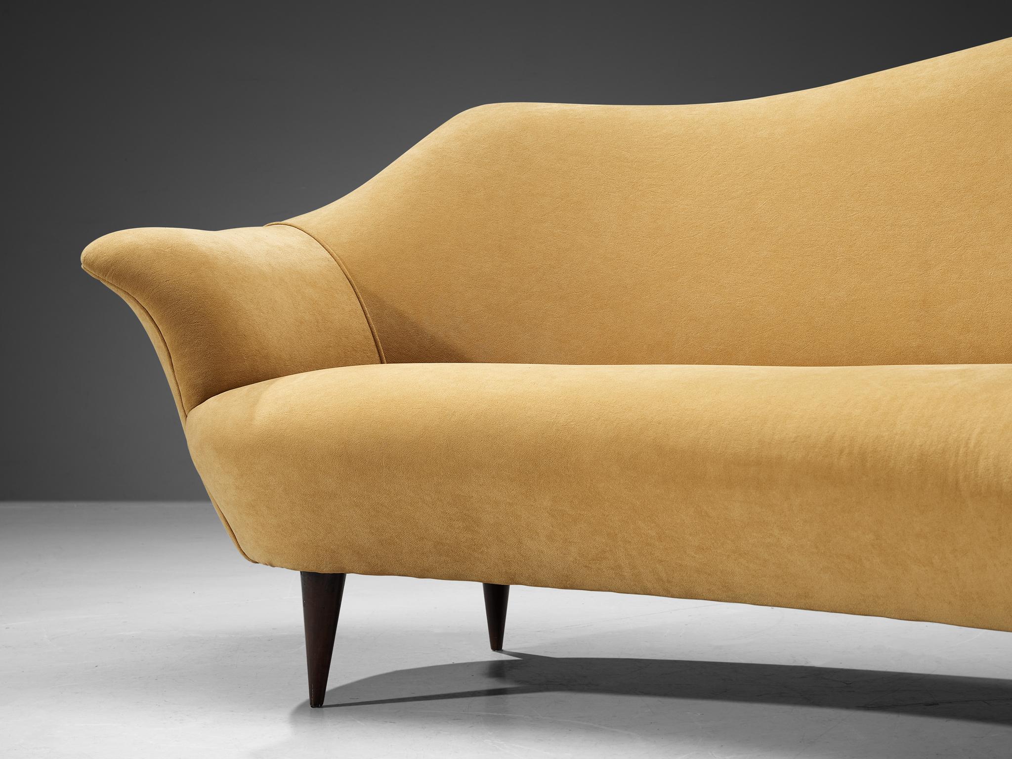 Elegant Italian Sofa in Yellow Velvet and Ash 3